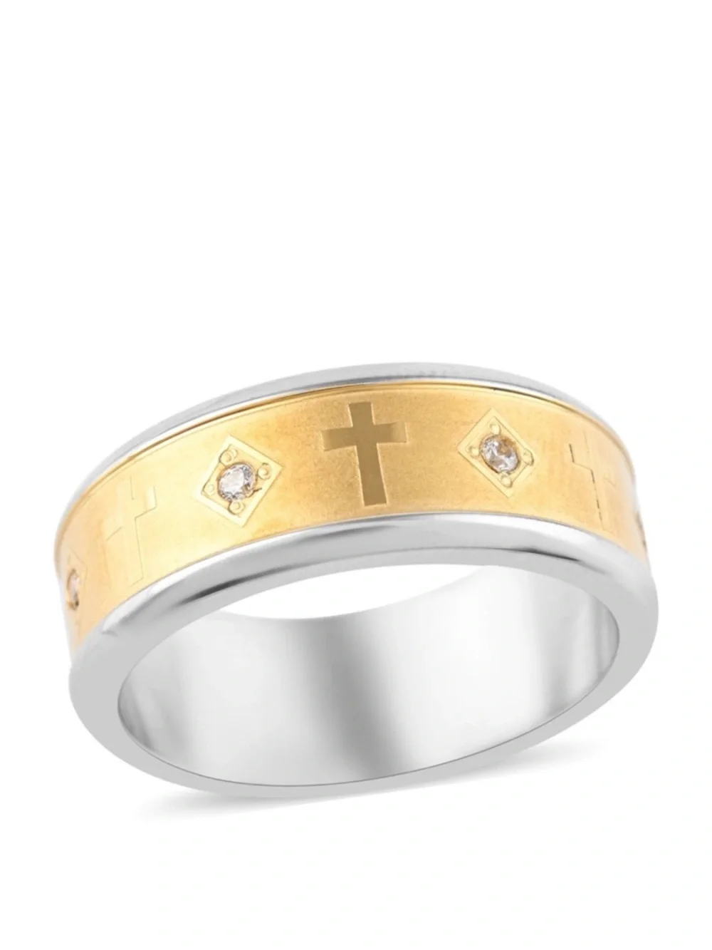 Simulated Diamond Cross Men’s Ring